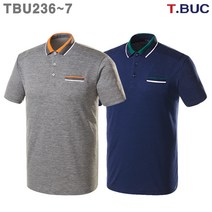 티뷰크 (TBU236~7) 남녀공용 시보리3색 쿨링원단 반팔카라티_라인몰티셔츠