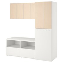 이케아 스모스타드 수납콤비네이션 - 화이트 자작나무/with pull-out 180x57x196 cm