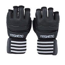 킥복싱 장갑 태권도 펀칭 백 Mma용 하프 핑거 파이팅 장갑, 검은색, PU 가죽