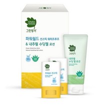 그린핑거 파워쉴드 선스틱 워터프루프 SPF50+ PA++++ 14g 2p + 내추럴 수딩 젤 로션 100ml, 8세트