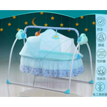 신생아 전동 스마트 다기능 아기바운서 흔들침대 의자, 파란색