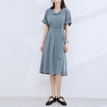 클레프 라운드넥 벨티드 드레스