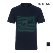 [인디안] [INDIAN] 물결 프린트 라운드 티셔츠_MIEASVM3140