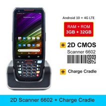 휴대용 POS PDA 터미널 1D 2D QR 바코드 스캐너 리더 3G 4G GPS 지원 이파이 블루투스 4.0 인치 터치스크린 안드로이드 10, 02 2D 6602 Dock_03 UK