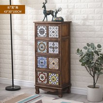 자개장 엔틱 린넨 화초장 서랍장 고가구 빈티지 엔틱가구, 브라운 2/4