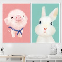 돼지 토끼 액자 펭귄 동물 그림 아이방 인테리어 액자 일러스트 캔버스 개업 집들이 선물, 03번 그레이 사랑펭귄, 유광실버