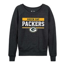 NFL 여성용 플러스 사이즈 차콜 크루넥 축구 의류 가벼운 슬라우치 래글런 소매 풀오버 506218, Green Bay Packers - Charcoal