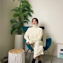 하이넥 터틀 롱 니트 원피스