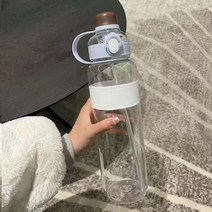 대용량 빨때물통 원터치오픈 용량눈금 스트랩 물병 스포츠 헬스 텀블러 플라스틱 내열 휴대용 워터보틀 대구경 밀봉 운동용 등산 낚시용 플랜 필수품 0.7/1.1/1.6리터, 색상선택6번-블루 대용량 빨때물통, 1600ml
