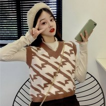 이승창 여성용기본 심플 레이어드 니트 베이직 버튼조끼, 카키색 조끼+ 살구 바닥 셔츠, XL