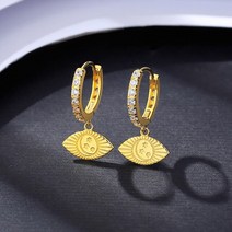 Pager amp MAG 925 스털링 실버 이블 아이 댕글 후프 귀걸이 여성 지르콘 14k 골드 컬러 디자이너 세련된 클래식 주얼리