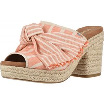 TOMS Junie Orange Cabana 스트라이프/Knot 8 B(M) 플랫폼 & 웨지