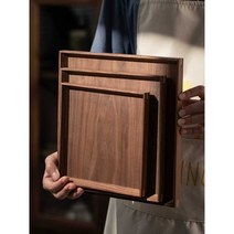 베이킹 트레이 원목 사각 쟁반 진열 베이커리 카페, 블랙 월넛 35x24x2.5cm