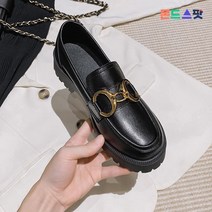 몬드스팟 4cm 여성 통굽 골드 포인트 단화 로퍼 블랙 (DM877)