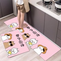 발매트 화장실 현관 주방 업소용 규조토 만화 고양이 패턴 주방 매트 3D 인쇄 복도 발코니 장식 미끄럼 방, 14 10_04 2pc 40x60 40x120cm