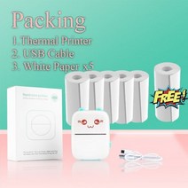 사진인화기 사진출력기 휴대폰사진출력 휴대용 미니 무선 감열식 프린터 블루투스 연결 전화 포켓 노트, 01 Blue 5 Paper