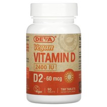 Deva 비건 비타민D D2 20mcg(800IU) 90정, 2400 IU, 1개