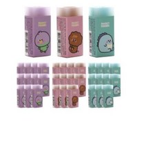 핑크풋 포켓 프렌즈 센터 지우개 3종 세트 500, 민트. 핑크. 퍼플, 23세트