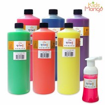 망고버블 거품물감 리필형 1000ml 형광6색 핑거페인팅물감/망고, 수량:망고버블 리필형 1000ml 형광오렌지 1통