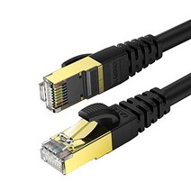 0.5M KASIMO LAN 케이블 CAT8카테고리-8 40GBASE-T 2000MHz 초고속 SFTP RJ45 이더넷 케이블 모뎀 라우터 노트북 프린터 ADSL PC Mac XBox 지원 (0.5m 검정색), 1개