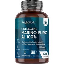 WeightWorld 마린 콜라겐 1170mg - 콜라겐 보충제 120캡슐(2개월분) - 나티콜 가수분해 콜라겐 타입 1 - 중금속이 없는 콜라겐 글루텐이 없는 순수 콜라겐 -, 3개