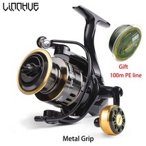LINNHUE 낚시 릴 HE500-7000 최대 드래그 10kg 예비 금속 스풀 스피닝 릴 바닷물 잉어 낚시에 신선한 선물 라인 보내기, 2000 시리즈, 협력사, 릴메탈 그립