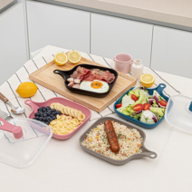 플레이트 사각 앞접시 & 푸드커버 3종세트, 블랙+블루+블루손잡이 뚜껑