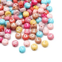 플랫 라운드 혼합 글자 비즈 알파벳 스페이서 아크릴 쥬얼리 만들기 Diy 팔찌 목걸이 액세서리 7x4mm 100 개/묶음, 100Pcs, 7mm9