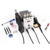 용접기Sumsour 납땜 스테이션 8586 760W 디지털 디스플레이 조절 온도 뜨거운 공기 총 솔더 다리미 2 1 용, 05 Set-4_02 110V US Plug