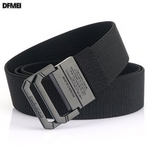 DFMEI 남성 더블 버클 벨트 합금 밴딩 캐주얼 스판 캔버스 벨트 무공 밴드