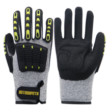 안전 장갑 미끄럼 방지 내마모성 산업 중공업 협착 저감 작업 장갑, XXL 검은색 스매싱 방지 및 베임 방지 장갑