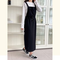 [세인트이브] AR129 포켓 허리스트링 예쁜 멜빵 롱원피스