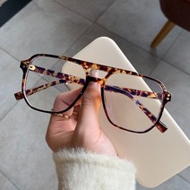 티타늄안경태 패션 레트로 빈티지 안경태SO & EI-패션 스퀘어 더블 브릿지 TR90 여성용 안경테 클리어