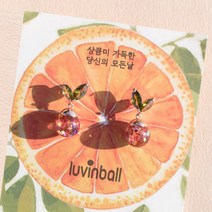 여자친구 선물 러빈볼 제주 감귤 스노우볼 데일리 큐빅 드롭 은침 귀걸이