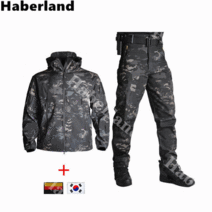 Haberland 겨울 남성 방풍방수 따뜻한 탄성 전술 바람막이점퍼 등산바지 트레이닝복세트 낚시복 등산복 근무복 전술복 태극기