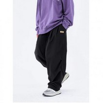 남성 알파벳 패치 디테일 허리 스트링 바지 300426