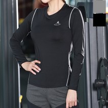 여자 긴팔 줄무늬티 요가복