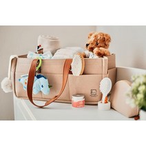 Keller s Corner 아기 기저귀 오거나이저 그레이 대형 소형 파우치 갈이용 테이블 자동차 아기방 보관 상자 신생아 필수품