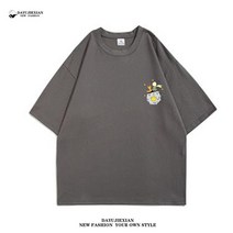 zhudo대어 라인 반팔 남자 루즈핏 인스타그램 트렌드 블라우스 트렌드 홍콩풍 부 소매 어린왕자 프린트 커플룩 여름옷 티셔츠 반소매에 옷 남백색 S(-근)
