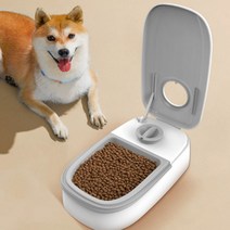 밀봉 타이머 반려견자동급식기 350ml 반려묘 사료배식기, 1구_그레이