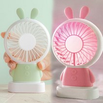 투빈코리아 휴대용 토끼 LED 미니 선풍기, SMD-S5000B, 핑크