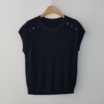 상상그이상 여성용 숄더장식 라운드넥 나시 여성스러운 캡소매 디자인 부드러운 레이온 소재 신축성좋은 쫀쫀한 골지 민소매 슬리브나시 자켓이너템