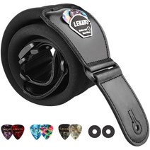 기타어깨끈 베이스스트랩 일렉기타스트랩 기타스트랩 lgs-2베이스 6 조절 가능한 소가죽 어쿠스틱 베이스 벨트 부품 액세서리, 검은색