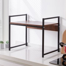 원목 전자레인지 선반 수납장 레일 렌지대 받침대 거치대 다이 광파오븐 2단 렉, 브라운 블랙 B타입