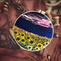 아이지너 스 프랑스자수 패키지 세트 십자수 DIY 키트, 약 15cm, 03 푸른 꿈, 1개