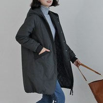 마이너스2인치 여성 2컬러 후드 야상 버튼 압축누빔안감 점퍼