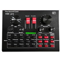 디제잉 기계 장비 DJ v8x pro 마이크 믹서 오디오 dj 콘덴서 사운드 카드 라이브 방송 스탠드 usb 녹음, 없음