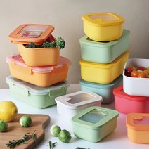 아르딘 시에로 밀폐 용기 모음 칸막이 도시락통 도시락 반찬통 사각 소풍 피크닉, 정사각, 페일오렌지