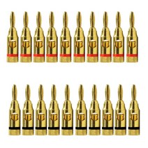 차량용 스피커 카오디오 자동차 엠프 나카미치 바나나 플러그 오디오 잭 스피커용 나사 잠금 장치 포함 블랙 및 레드 4mm 24K 금도금 커넥터 20 개10 쌍, Nx20, Nx20