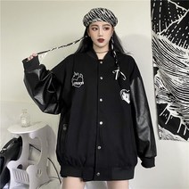 싱글코트옷 여성 봄가을 와이드 루즈핏 디프 블랙 계 야구복 디자인감각 하라쥬크 무드 상의 트렌드 3769940420